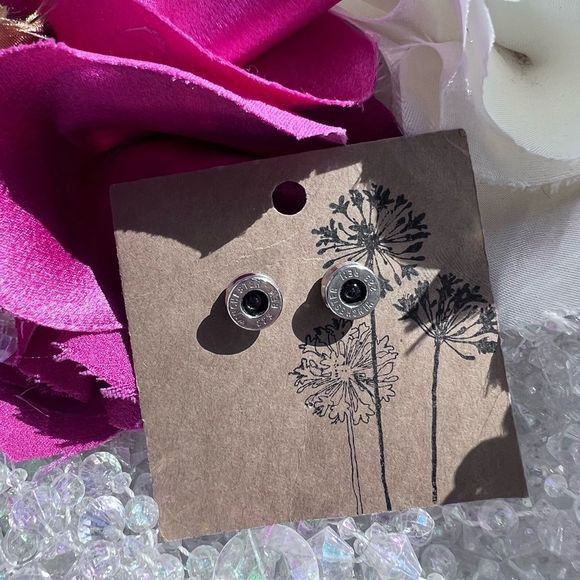 Rich McCoy Unique Handmade Upcycled Steel Bullet
Casing Earrings Garnet Jeweled - Picture 1 of 4